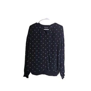 Something Navy Top Womens XS Button Up Office Teacher Professional